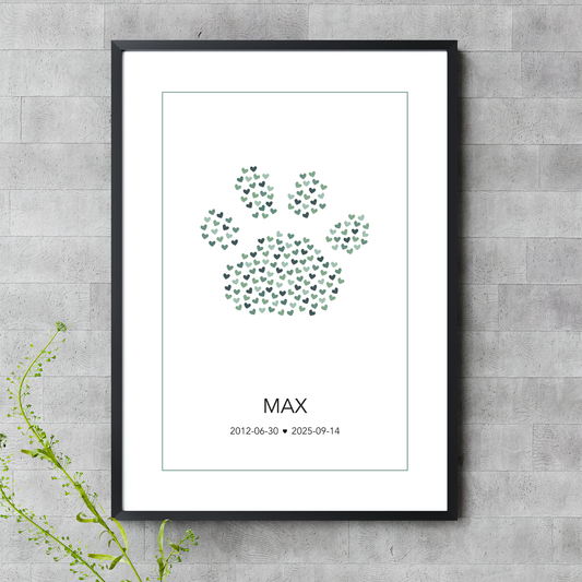 Custom Paw Print Poster - Forest Green