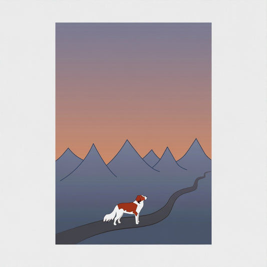 Kooiker Dog Poster - Kooikerhondje in the Mountains