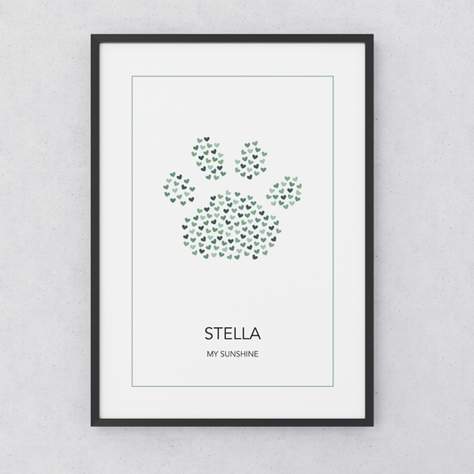 Custom Paw Print Poster - Forest Green