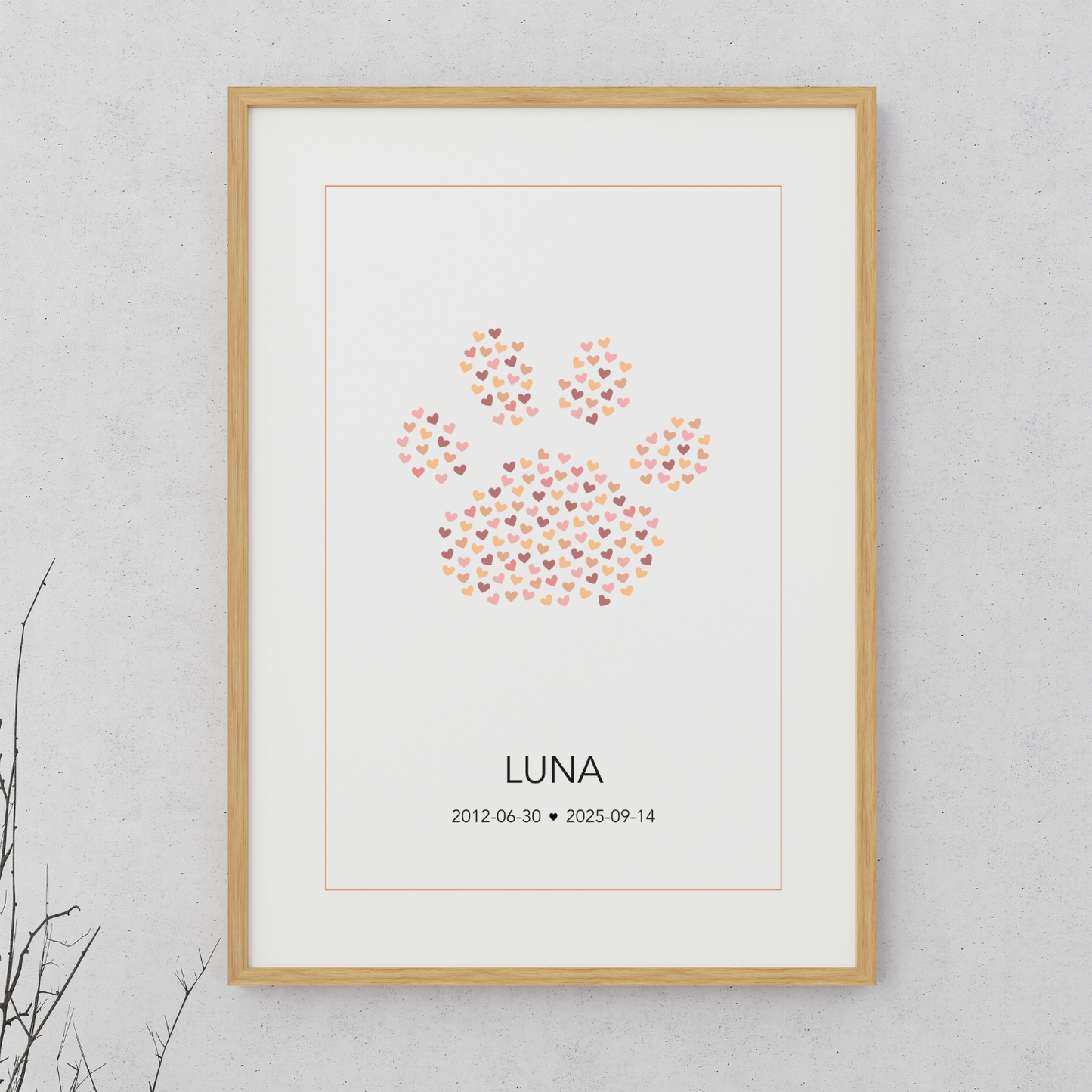 Custom Paw Print Poster - Peach Rose