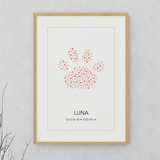 Custom Paw Print Poster - Peach Rose