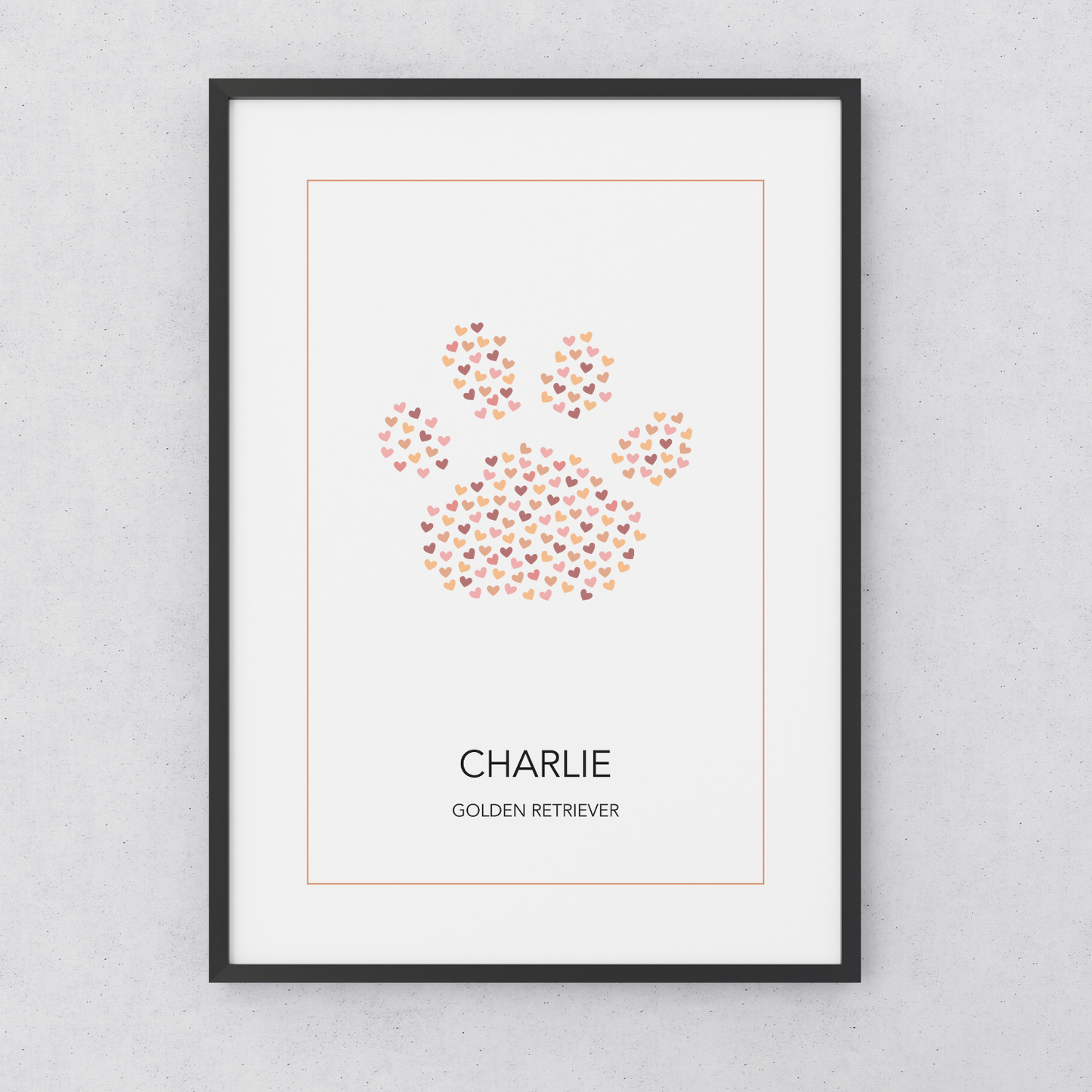 Custom Paw Print Poster - Peach Rose