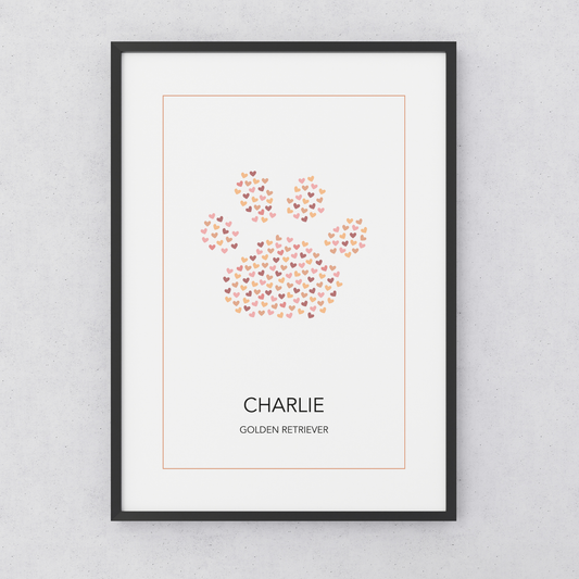 Custom Paw Print Poster - Peach Rose